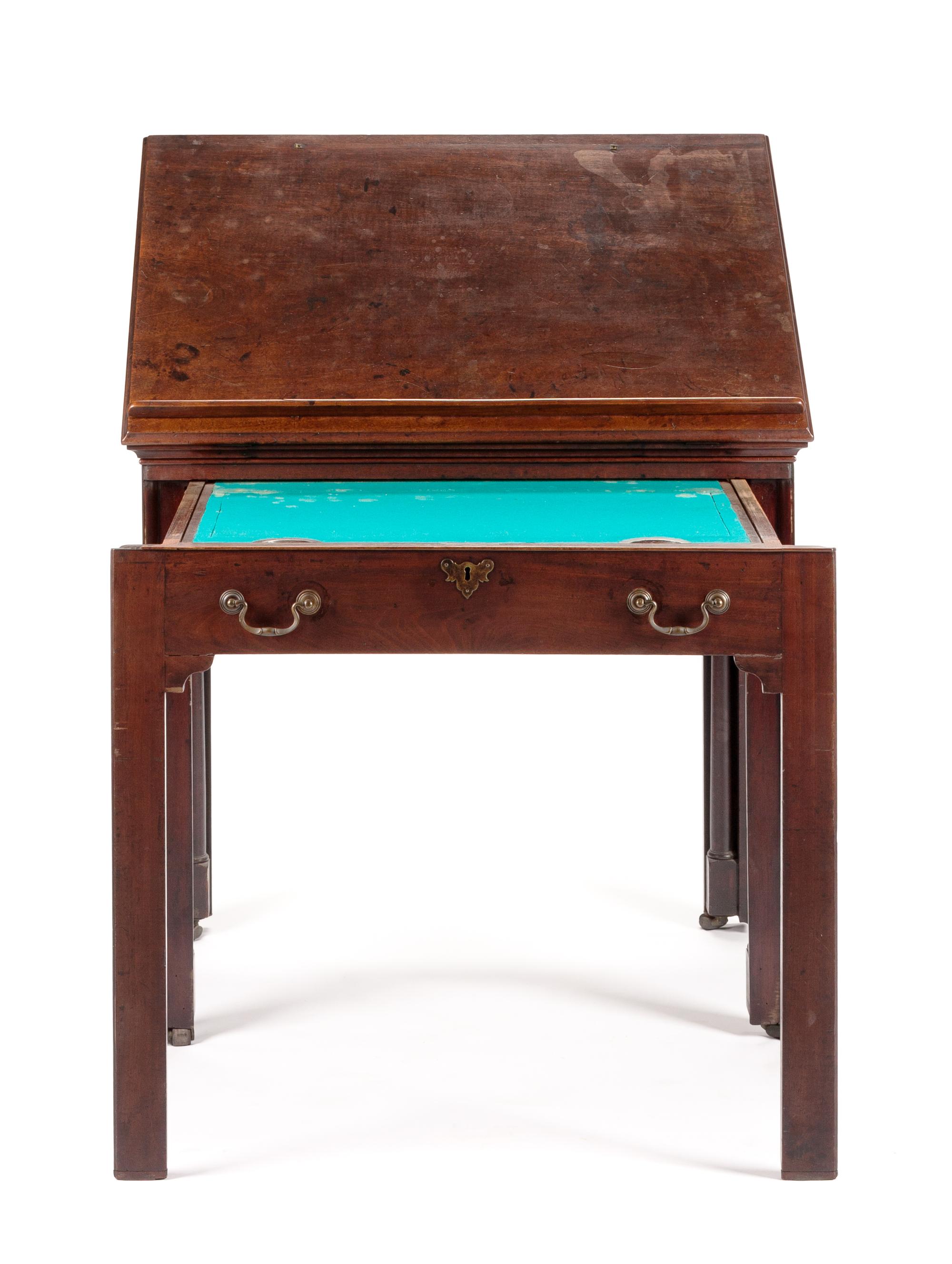 A George III Mahogany Architect's Desk Height 33 x width 36 x depth 23 1/2 inches (closed). — 18TH/19TH CENTURY