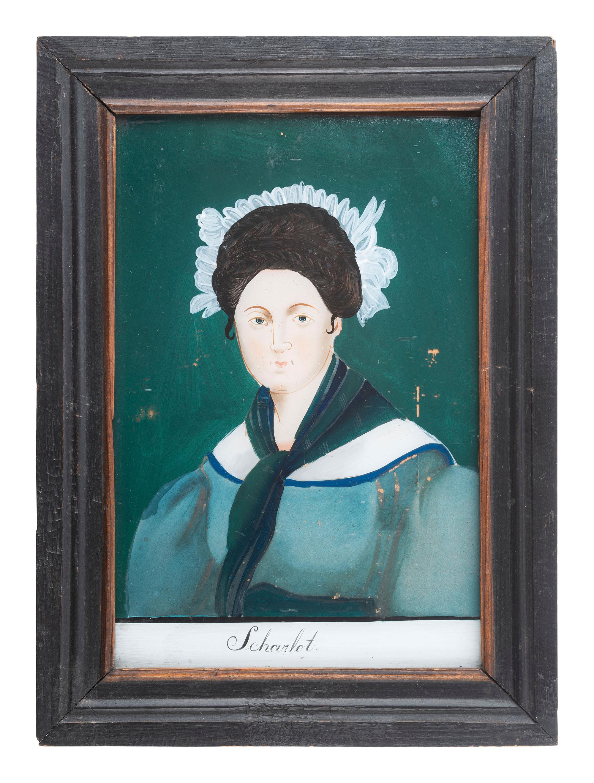 Four Reverse-Painted Glass Portraits