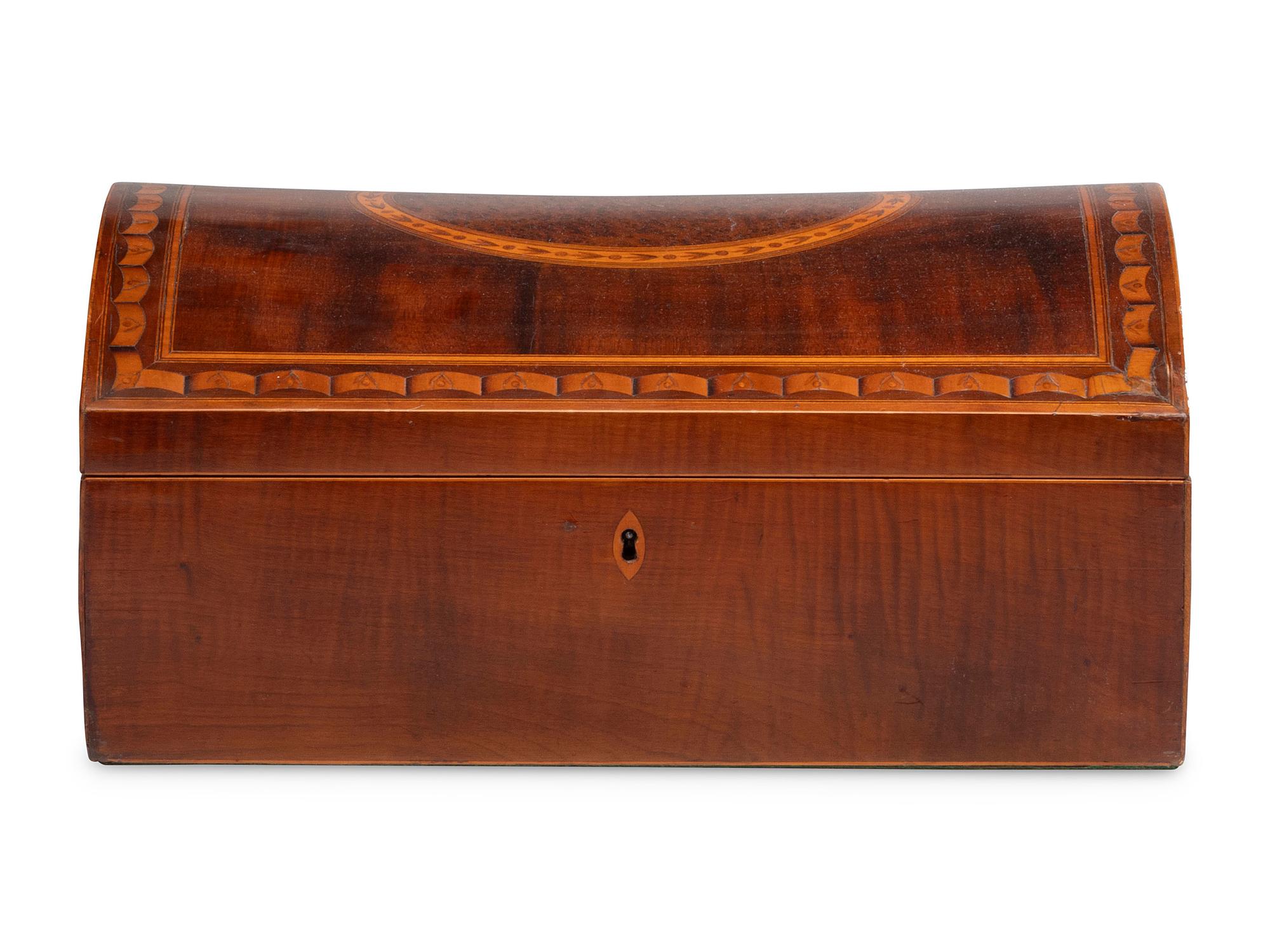 An English Inlaid Mahogany Domed-Top Document Box