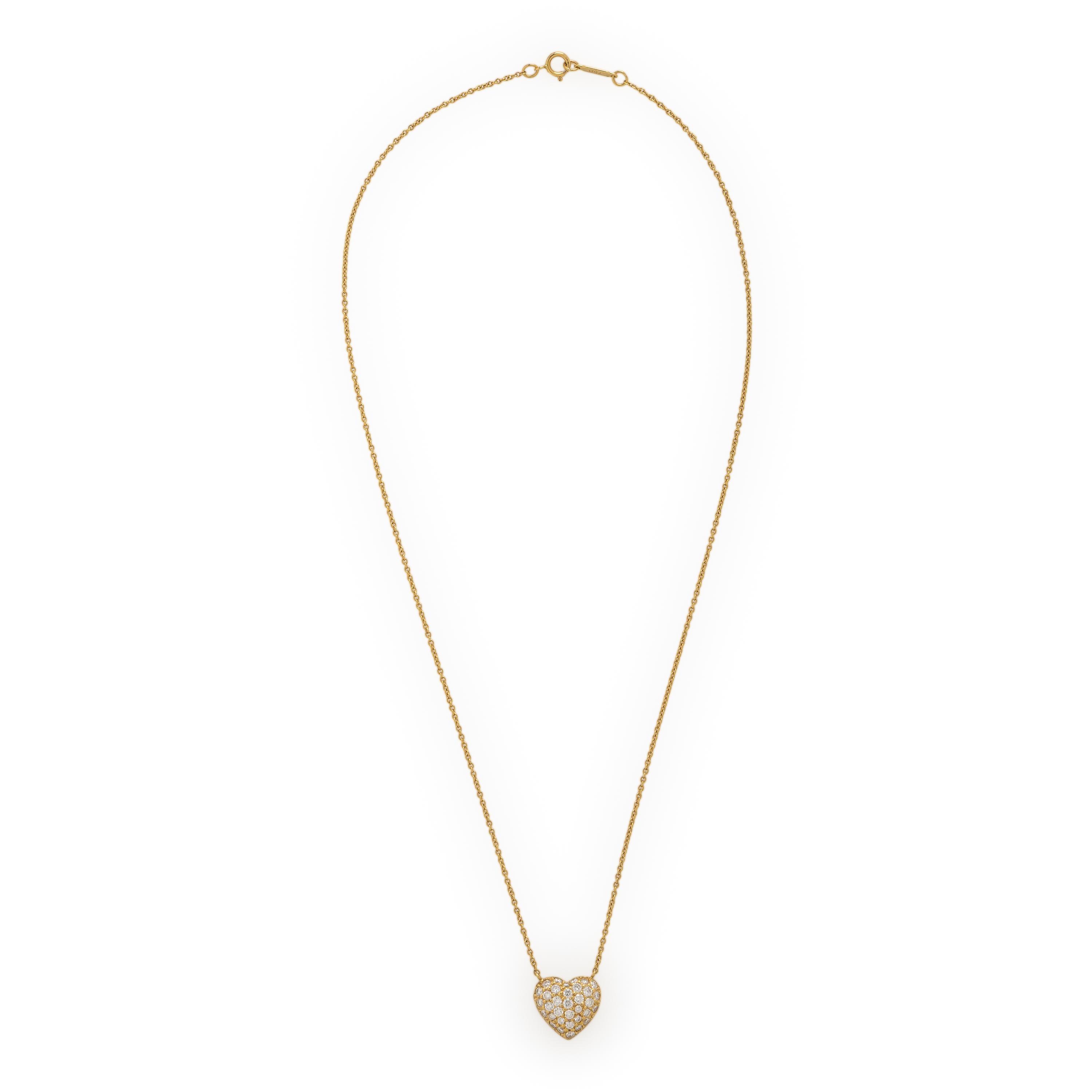 Tiffany & Co., Yellow Gold and Diamond Heart Necklace