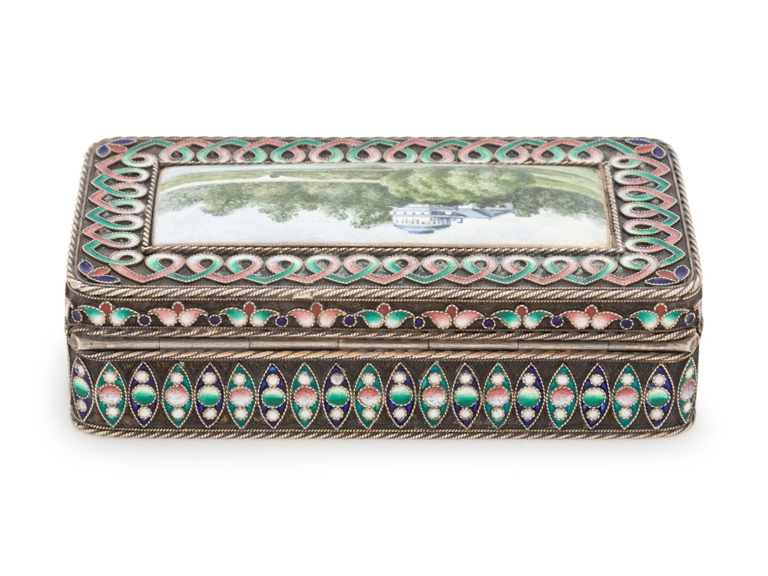 A Russian Silver and Enameled Snuff Box