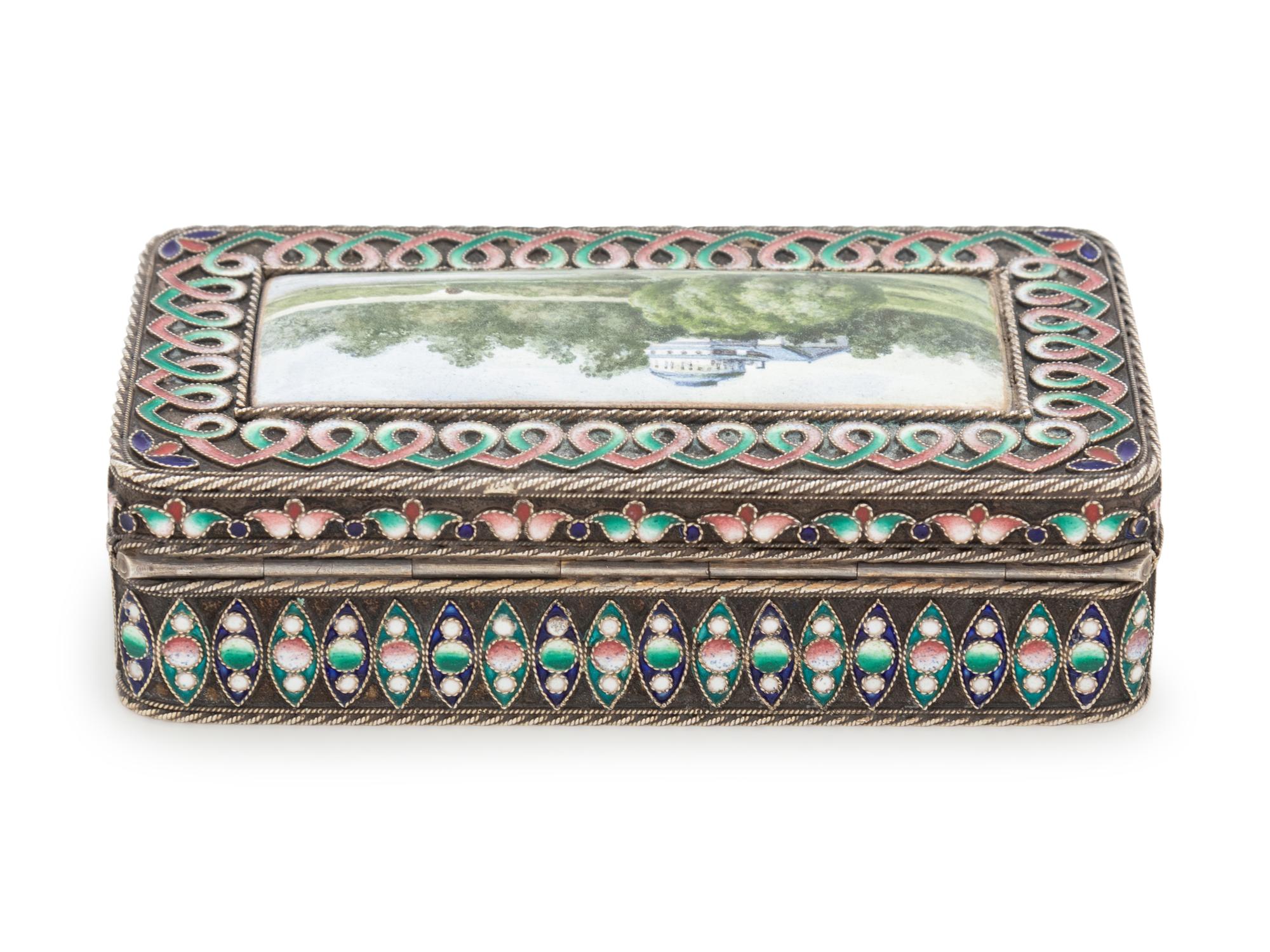 A Russian Silver and Enameled Snuff Box