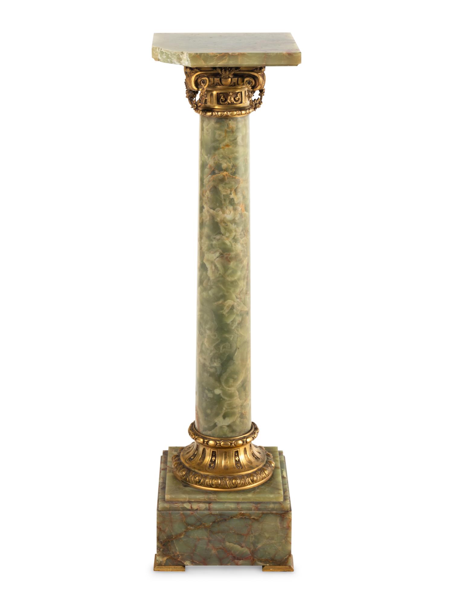 A Continental Gilt Bronze Mounted Onyx Pedestal