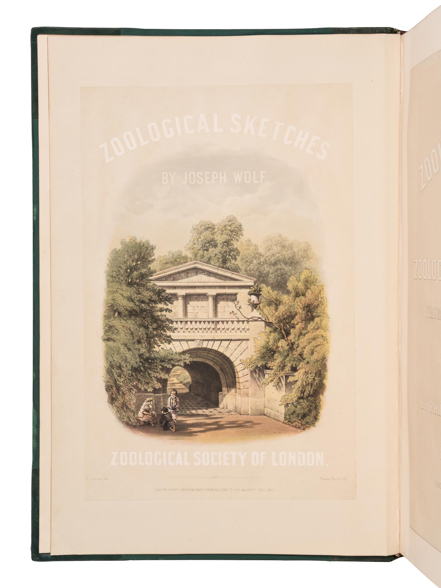 [NATURAL HISTORY]. WOLF, Joseph (1820-1899). Zoological Sketches... made for the Zoological Society of London, from animals in their vivarium, in the Regent's Park . Explanatory text by D.W. Mitchell and Philip Lutley Sclater. London: Henry Grave & Company, [1856-]1861-1867.