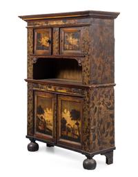 A Dutch Painted Pine and Oak Cupboard