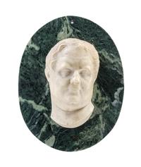 A Continental White Marble Portrait Medallion Height overall 11 inches. — 19TH CENTURY