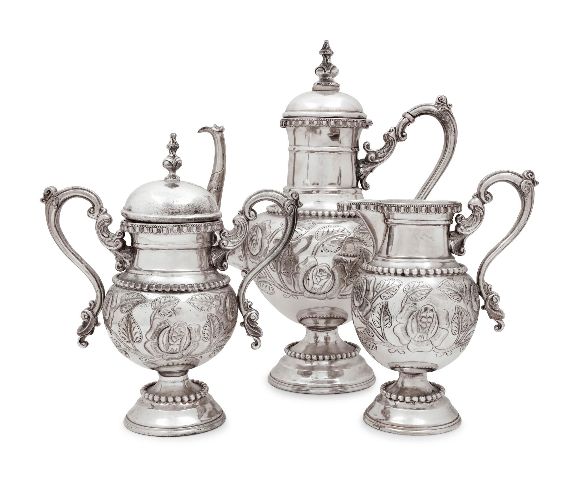 A Mexican Silver Three-Piece Coffee Service