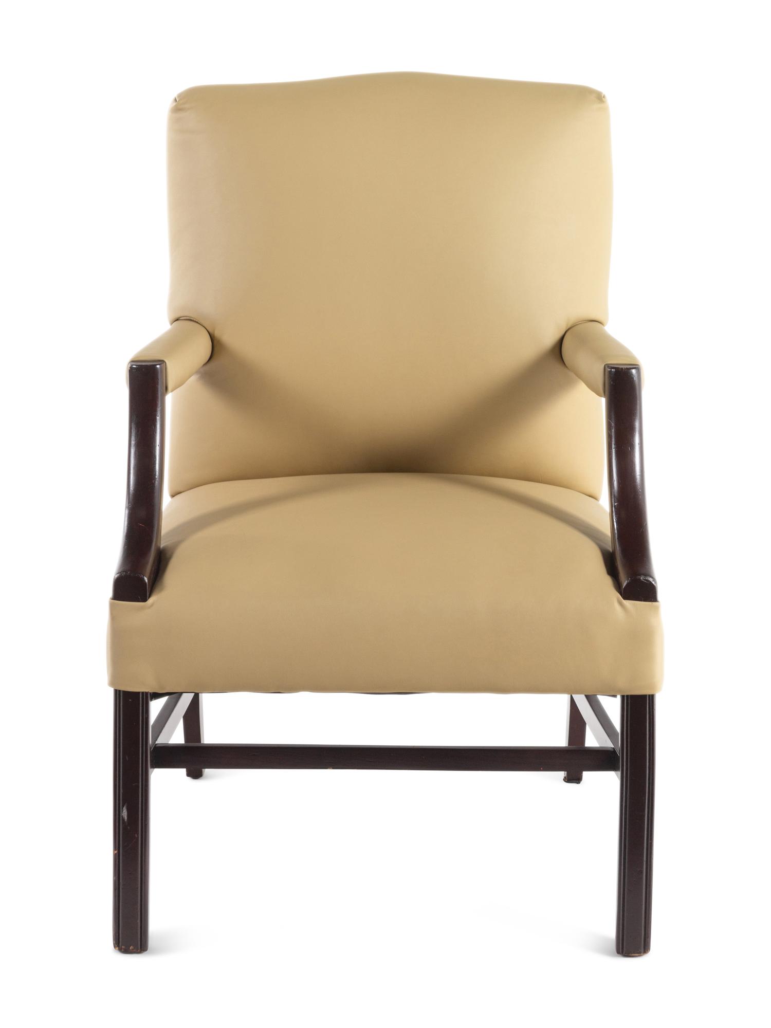 A Georgian Style Faux Leather-Upholstered Armchair