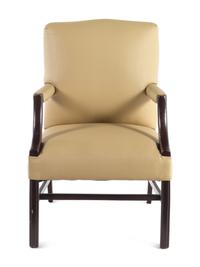 A Georgian Style Faux Leather-Upholstered Armchair