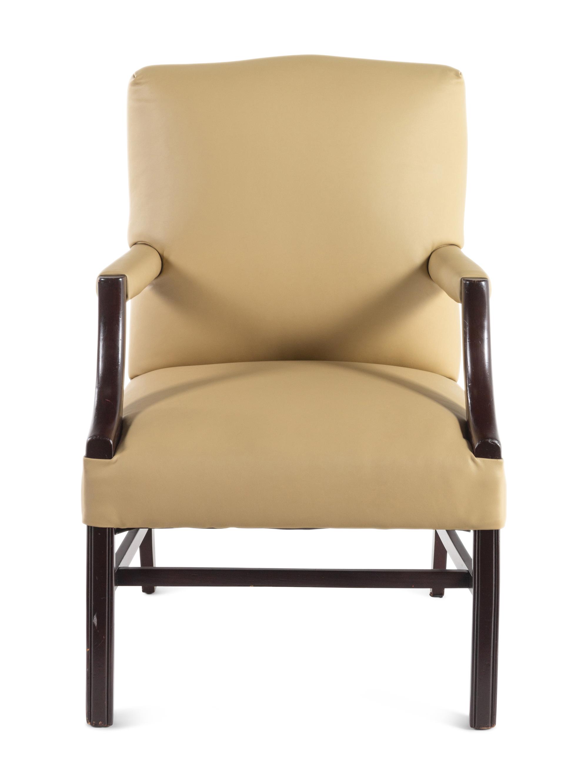A Georgian Style Faux Leather-Upholstered Armchair