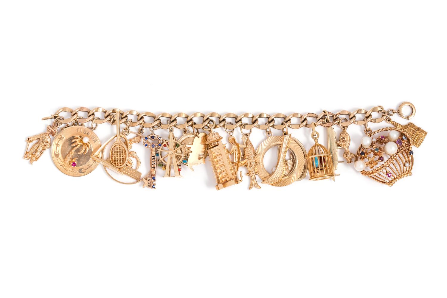 YELLOW GOLD CHARM BRACELET