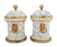 A Pair of English Parcel Gilt Porcelain Fruit Coolers