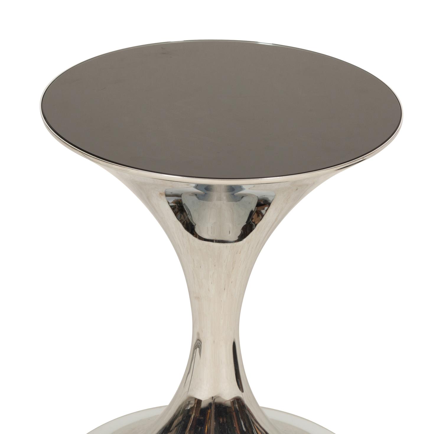Three Contemporary Chrome and Glass Side Tables