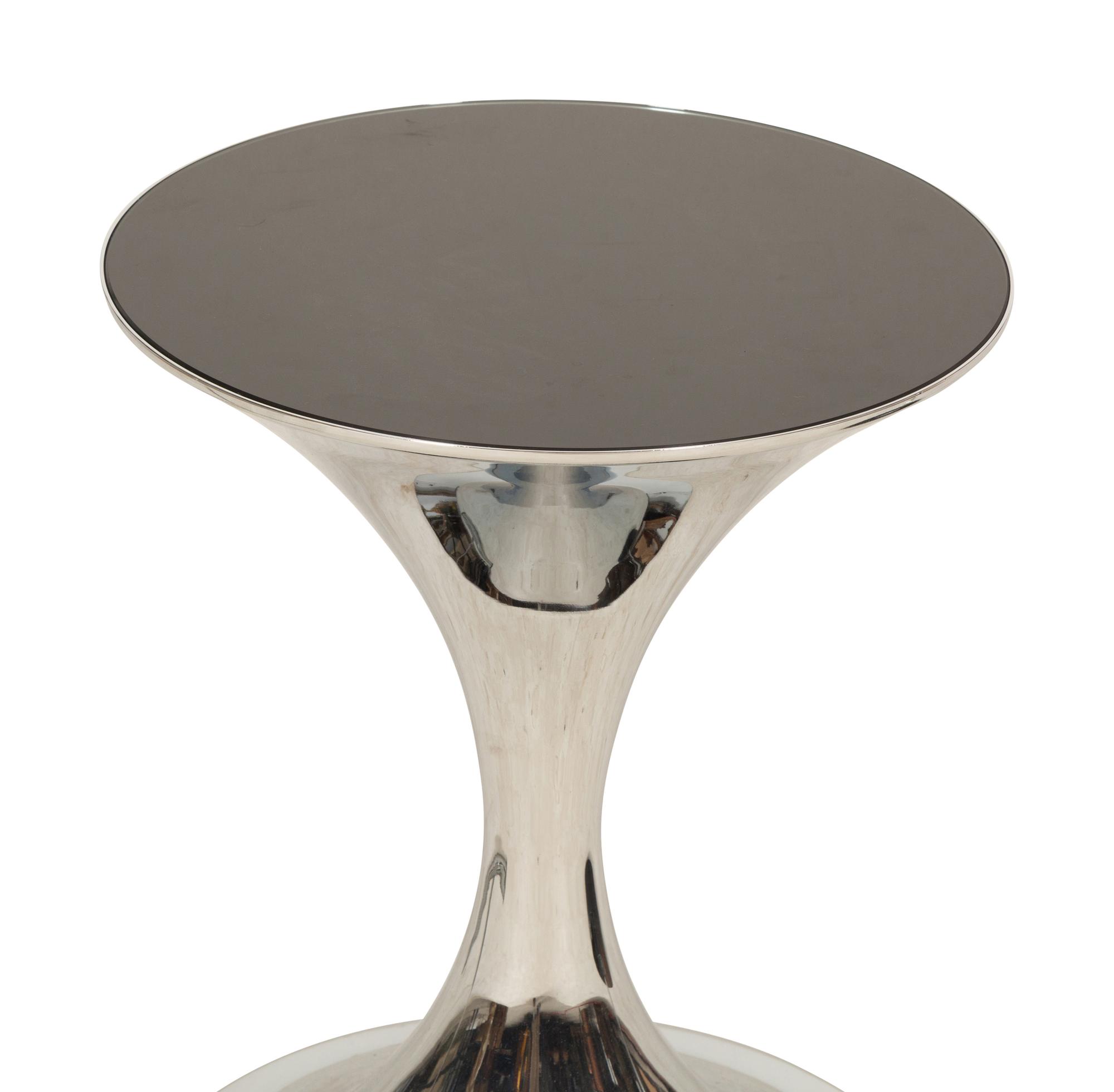 Three Contemporary Chrome and Glass Side Tables