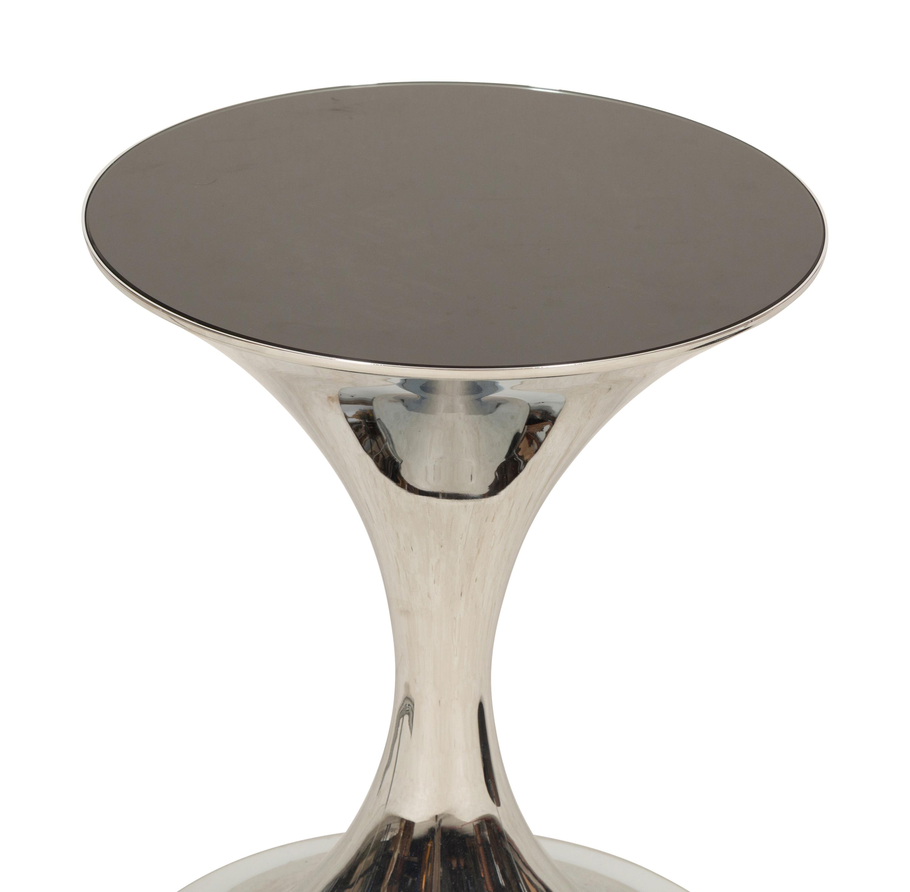Three Contemporary Chrome and Glass Side Tables