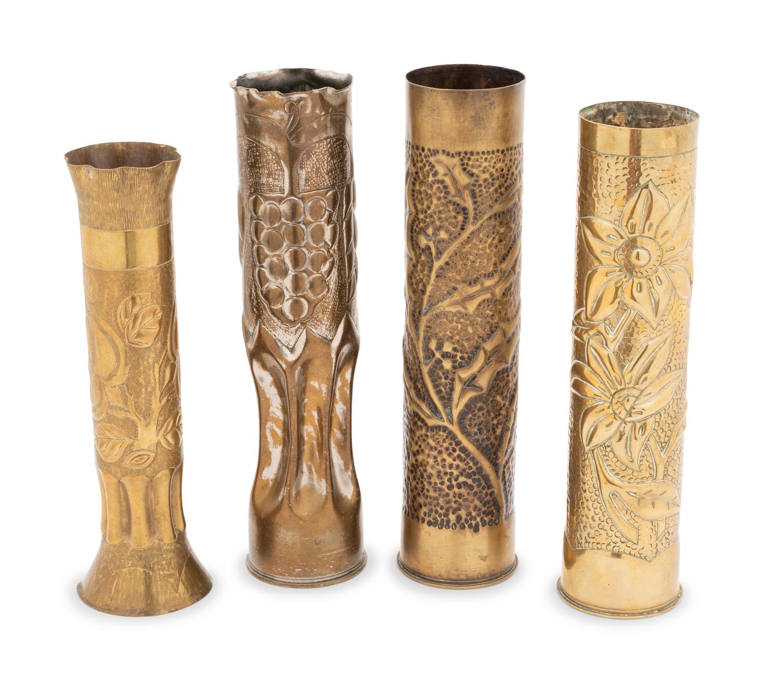 A Collection of Four WWI Era Trench Art Artillery Shells