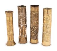 A Collection of Four WWI Era Trench Art Artillery Shells