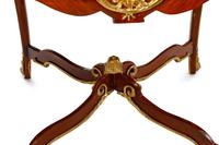 A Louis XV Style Parquetry, Specimen Marble and Gilt Bronze Mounted Table