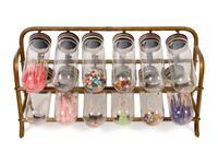 A Countertop Apothecary Brass and Glass Display