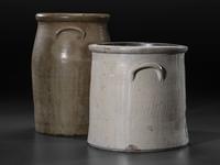 Two Cobalt Decorated Stoneware Vessels
