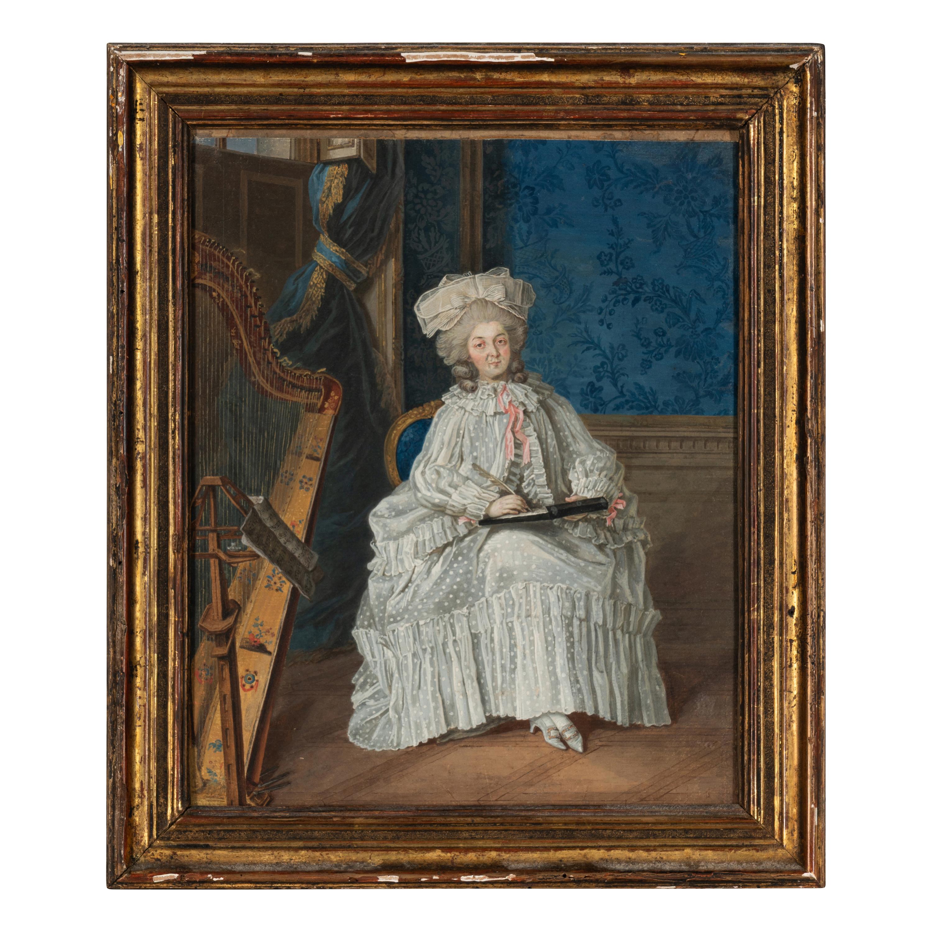 Two French School Gouache Portraits (Early 20th Century)