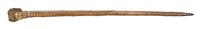 An Ivory Inset Carved Antler Walking Stick, Height overall 34 3/4 inches.