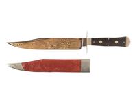 [CIVIL WAR]. Wragg & Sons gold paneled XLNT Bowie knife.