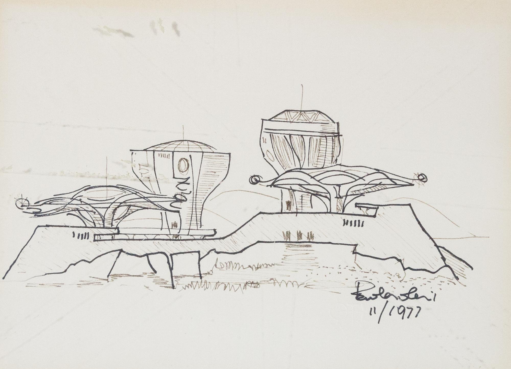 Artist Unknown, (20th century), Untitled (Futuristic Cityscape), 1977