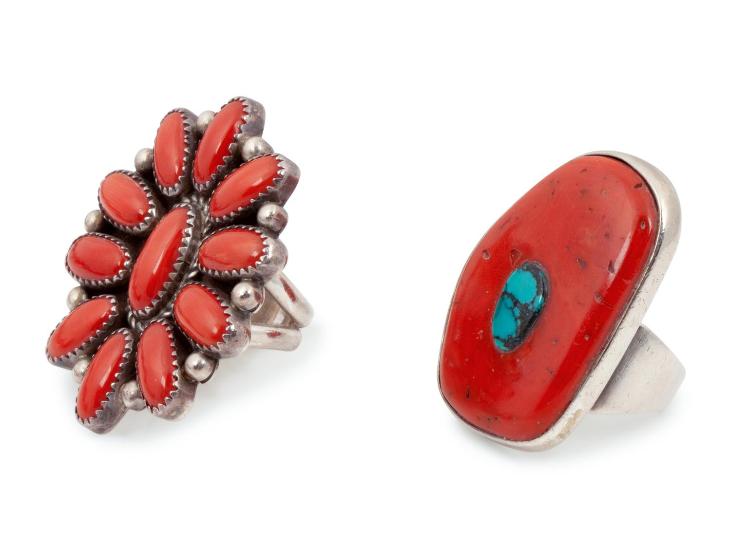 Navajo, Zuni, and Mixtec Coral Jewelry