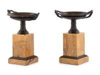 A Pair of Grand Tour Bronze Mounted Marble Tazze