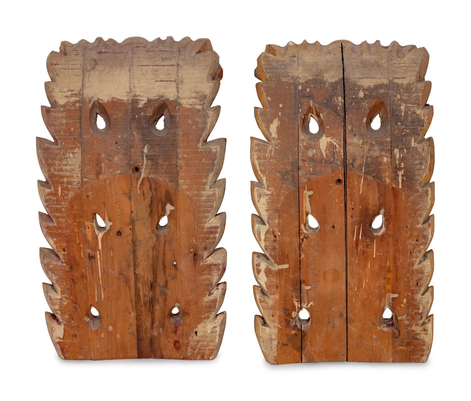 A Pair of Continental Painted and Giltwood Brackets