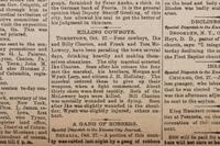 [OUTLAWS & LAWMEN]. Kansas City Daily Journal . Vol. XXIV, No. 118. Kansas City: 28 October 1881. Front page coverage of the Gunfight at the OK Corral.
