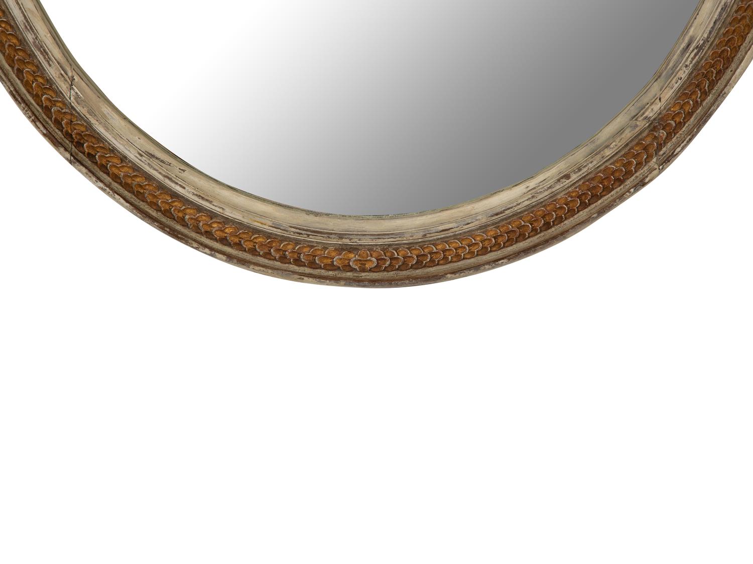 A Gustavian Style Painted and Parcel Gilt Oval Mirror