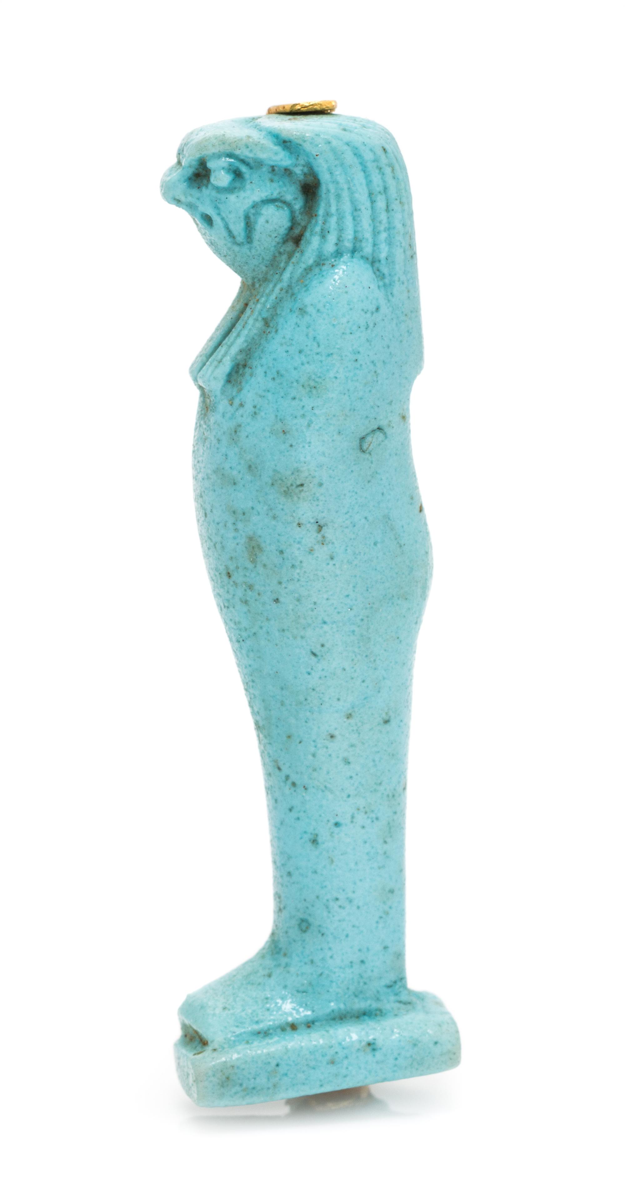 A Yellow Gold and Faience Ra, Egyptian, 4.90 dwts.