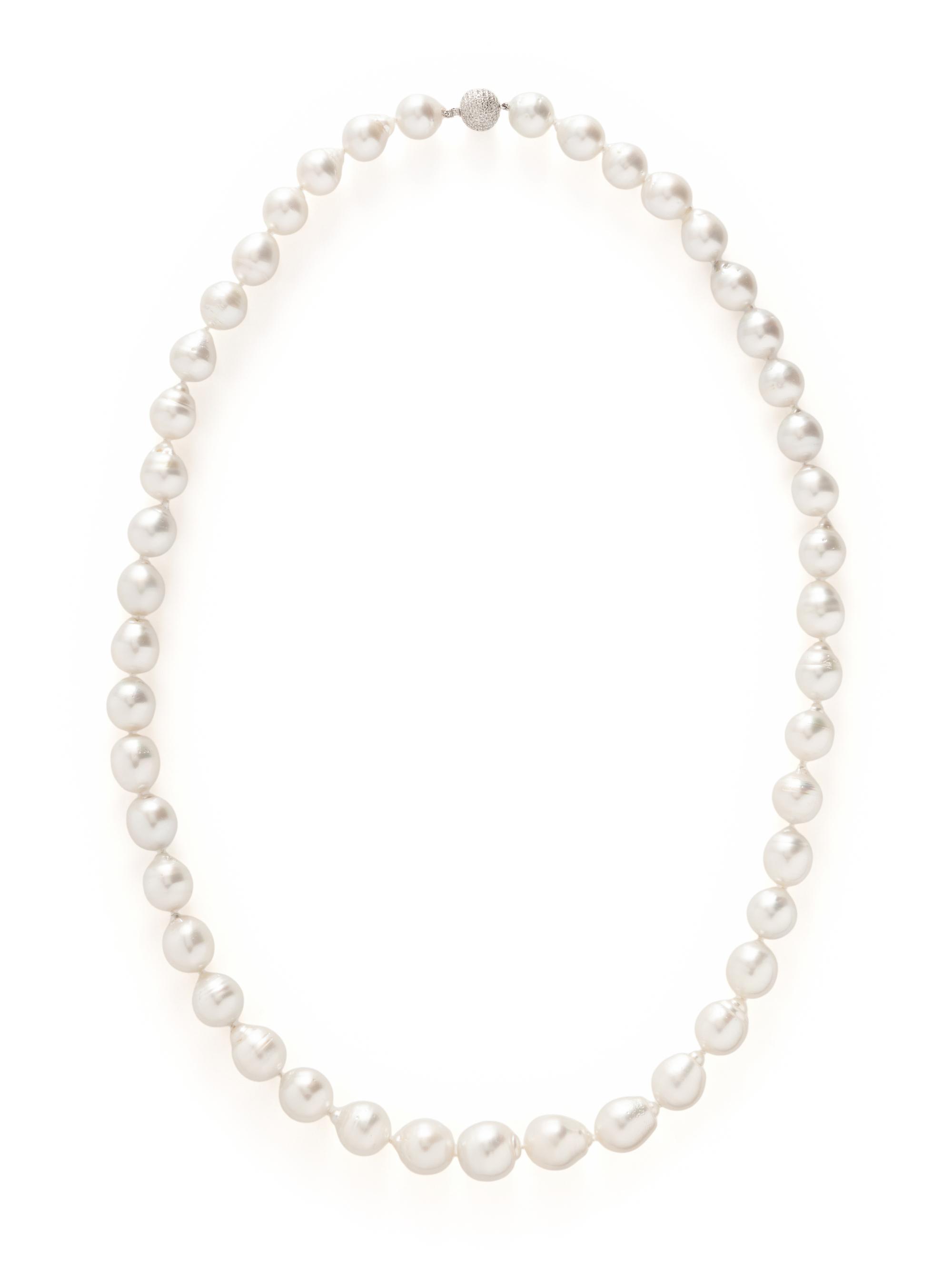 BAROQUE CULTURED PEARL AND DIAMOND NECKLACE