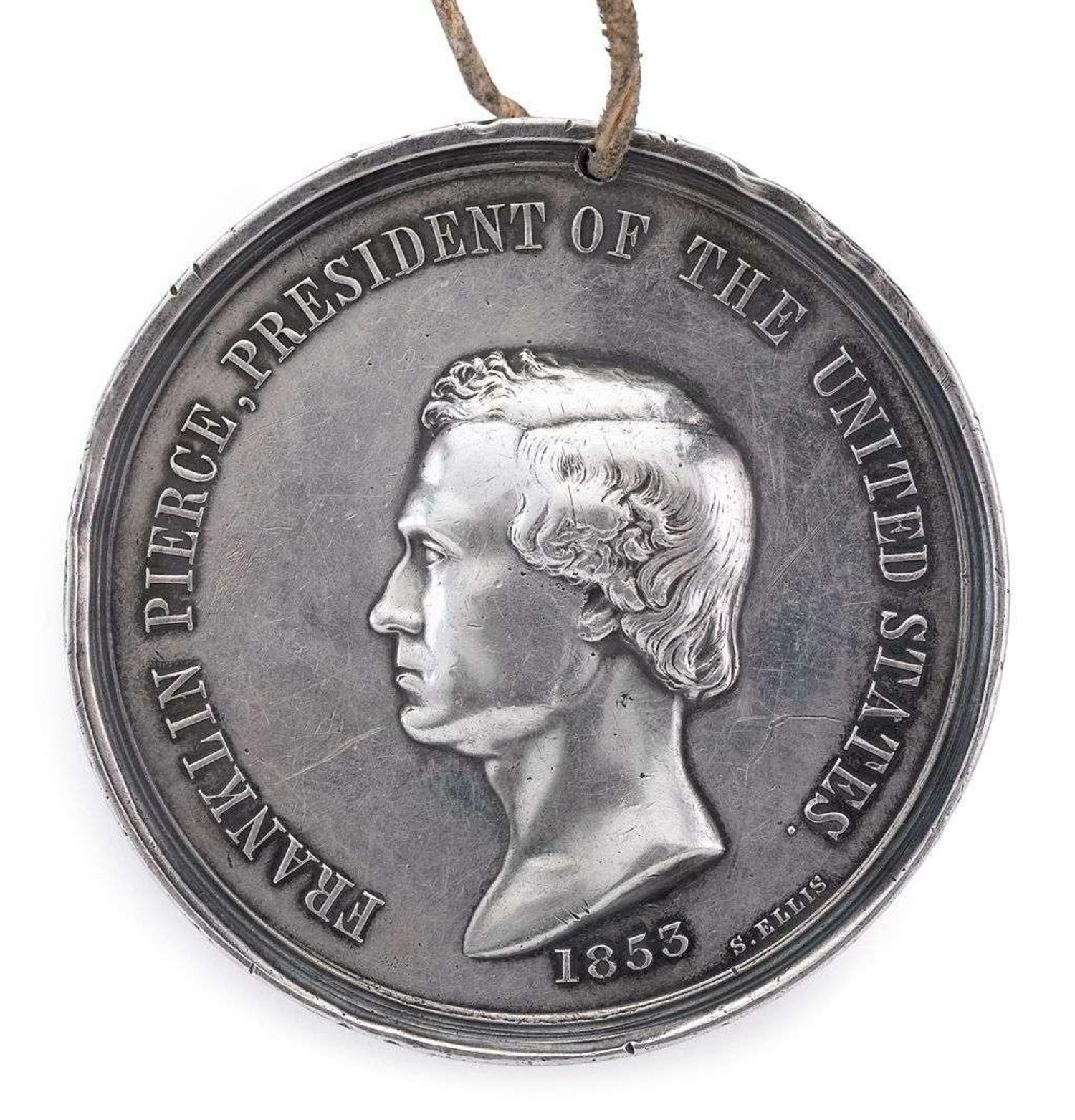 1853 silver Franklin Pierce Indian Peace Medal obverse: salathiel ellis (1803-1879) reverse: john willson
