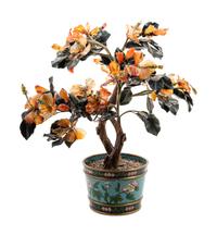A Chinese Hardstone Tree in a Cloisonné Enamel Jardinière