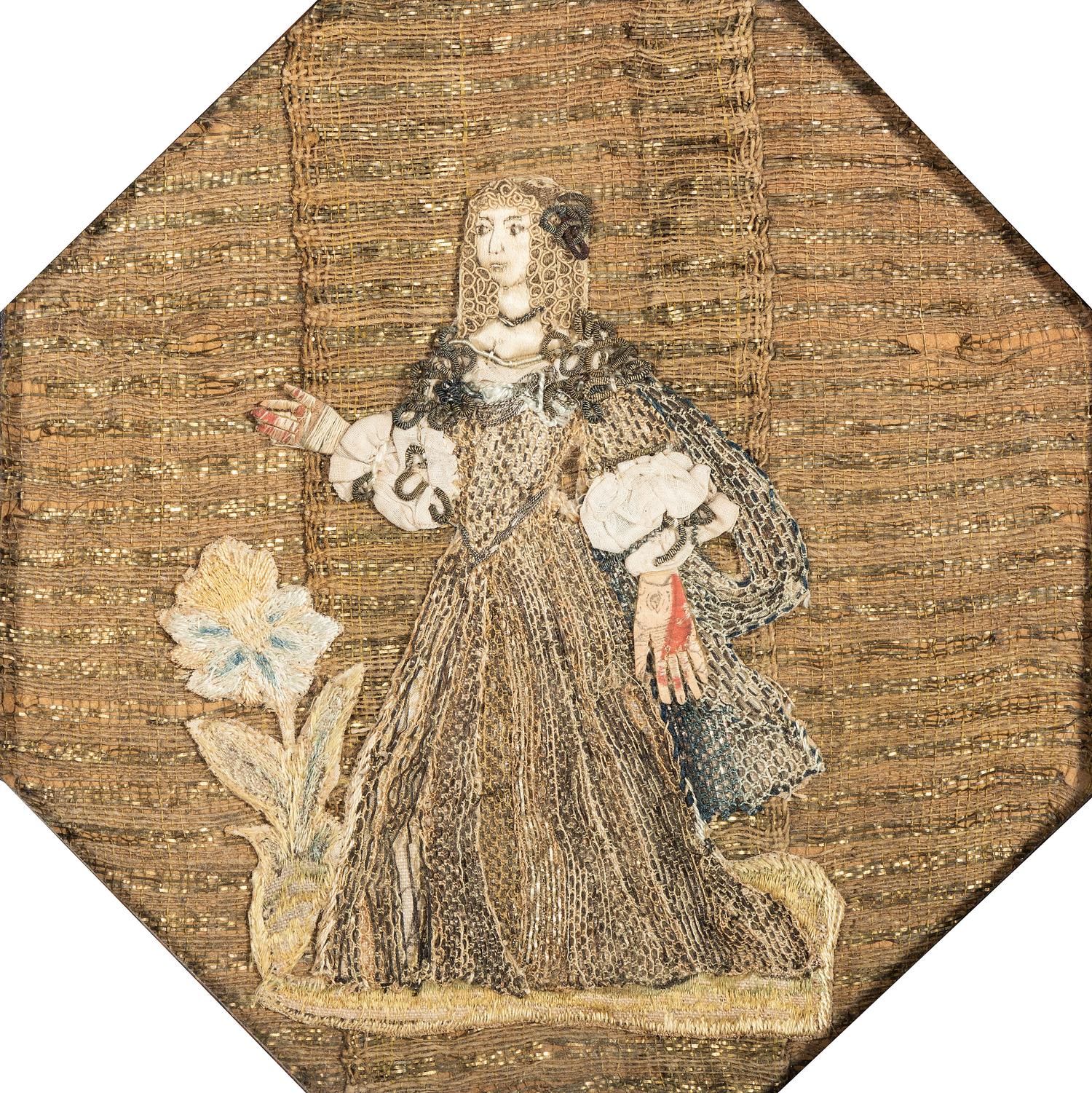 An English Corn Diorama and a Mixed Media Needlework Portrait