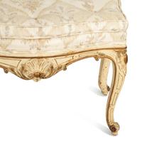 A Pair of Louis XV Style White Painted Parcel Gilt Taborets