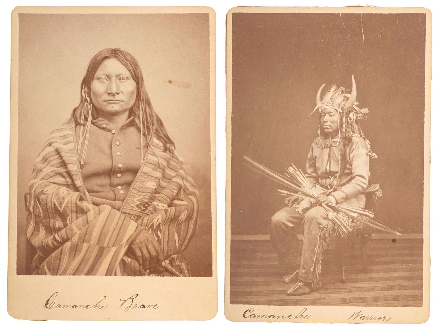 [NATIVE AMERICANS]. SOULE, William S. (1836-1908), photographer. A group of 2 cabinet cards of Comanche subjects. Fort Sill, Indian Territory: ca 1867-1870s.