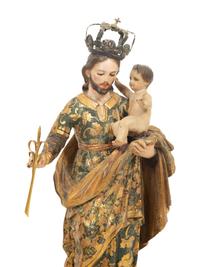 Three Continental Painted Giltwood Santos Figures