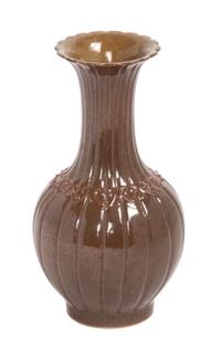 A Chinese Brown Glazed Porcelain Bottle Vase Height 7 inches.