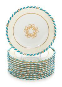 A Set of Twelve Cauldon Porcelain Dinner Plates Diameter 10 inches. — EARLY 20TH CENTURY