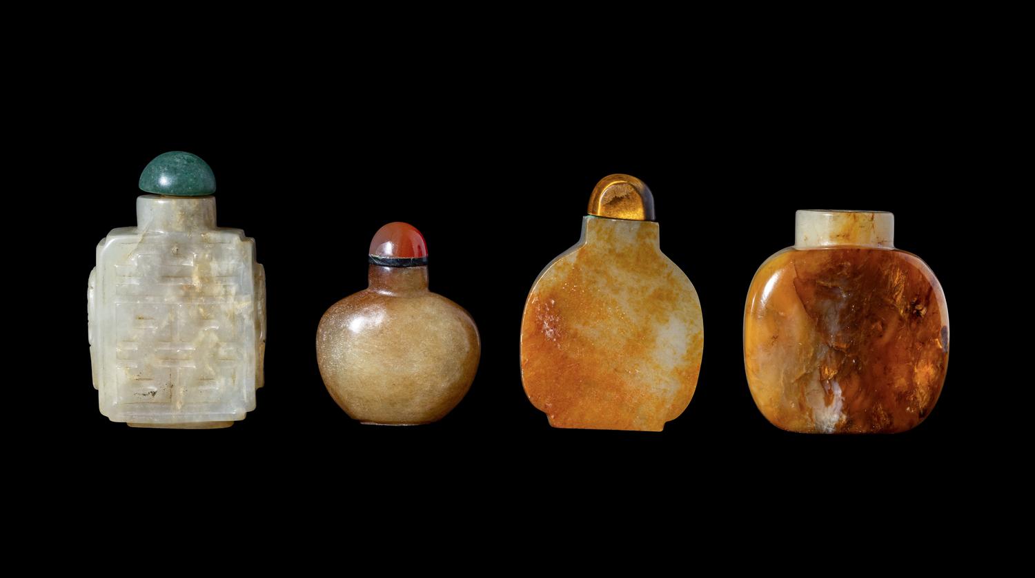 Four Chinese Jade Snuff Bottles