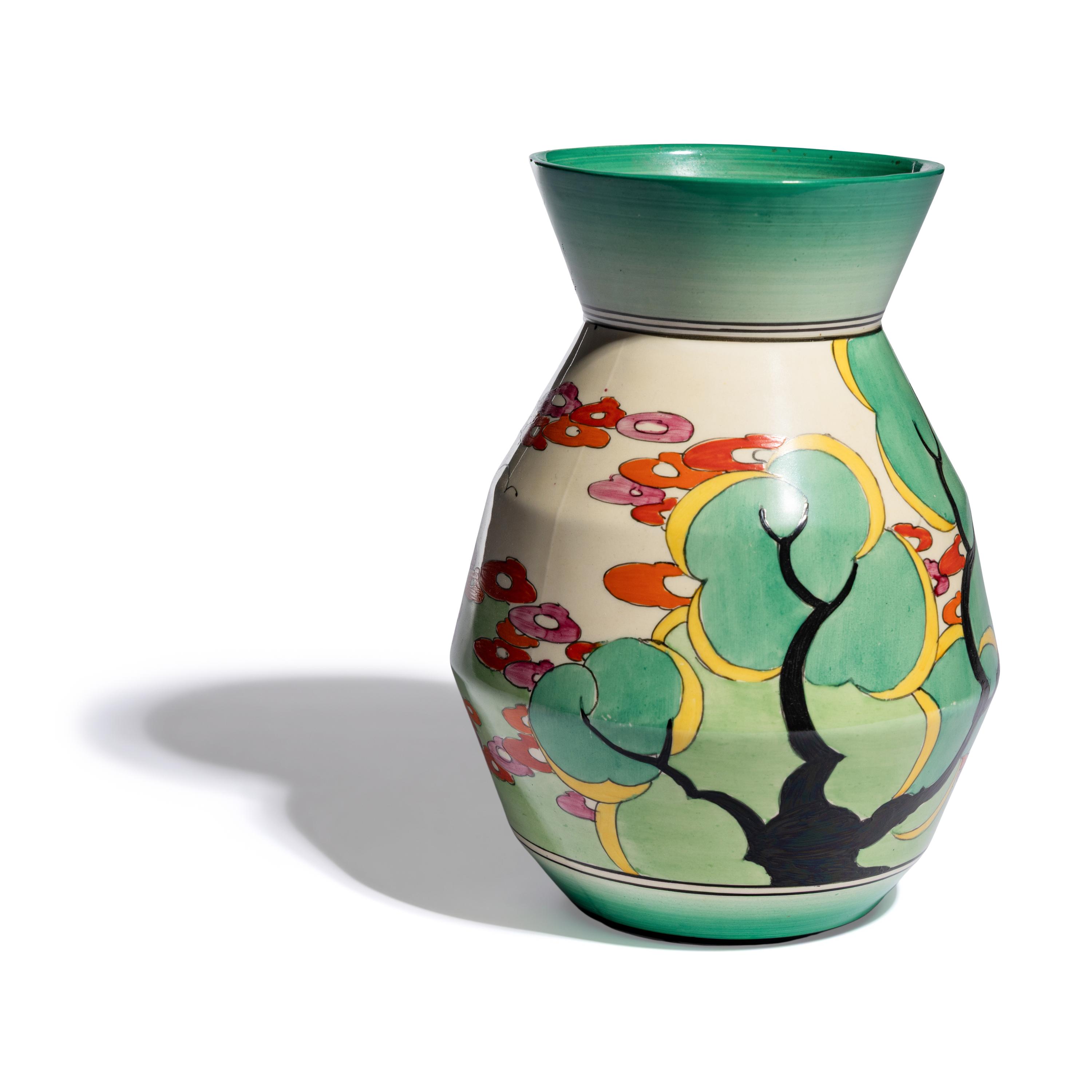 Clarice Cliff (English, 1899-1972) — Green Erin pattern vase