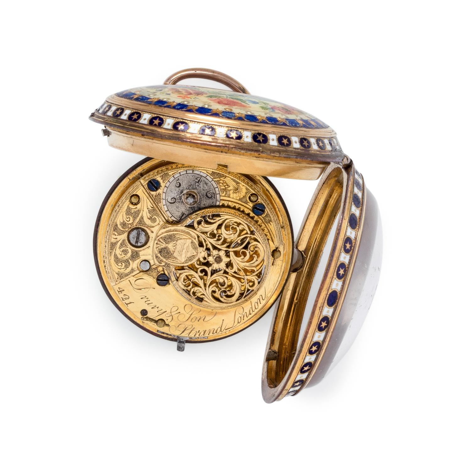 ENAMEL OPEN FACE POCKET WATCH