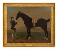 A Bay Hunter with his Groom
