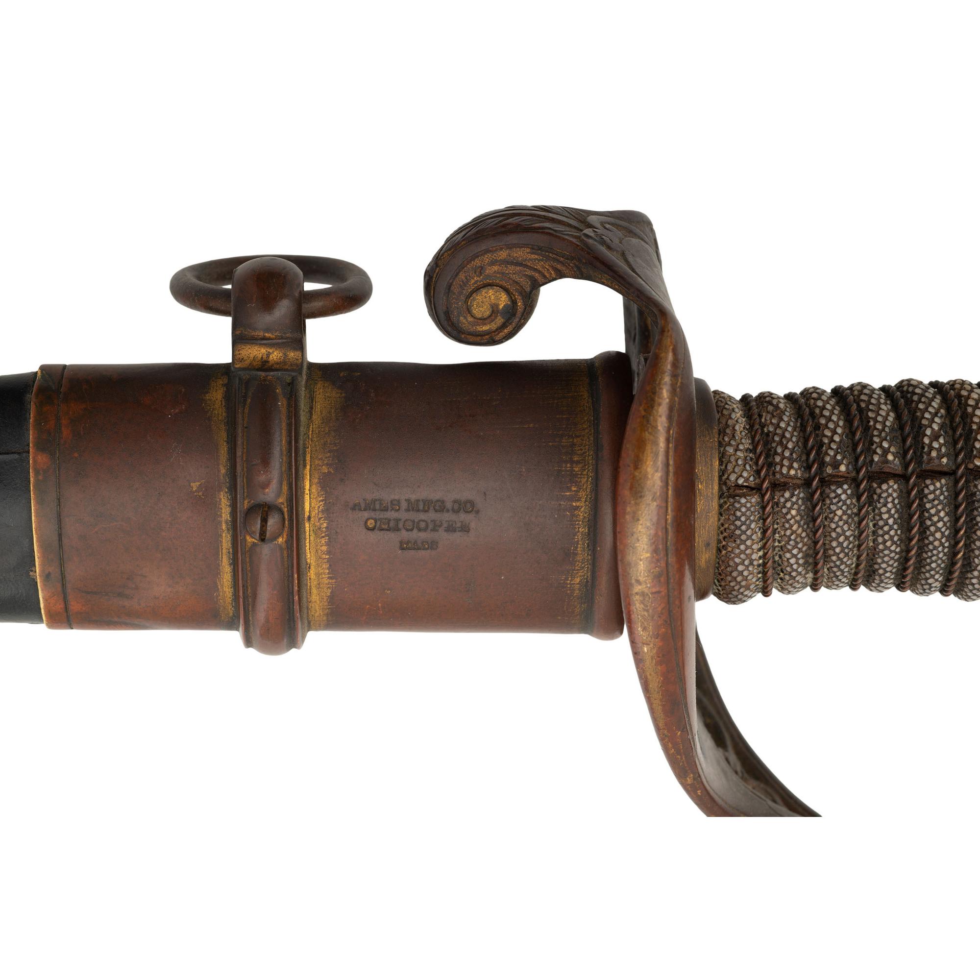 Ames Model 1850 Foot Officers Sword Presented to Lt. Cornelius Batchelder - 12th Mass Infantry - WIA at Gettysburg
