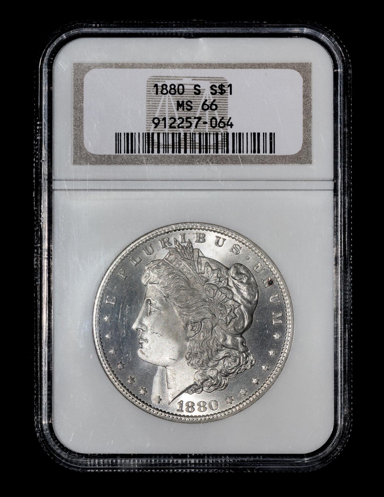 A United States 1880-S Morgan Silver $1 Coin — NGC graded MS66