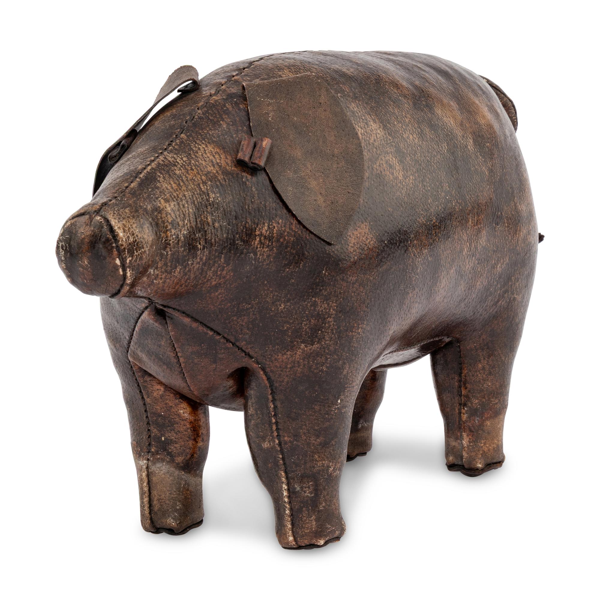 An Omersa Leather Pig-Form Stool